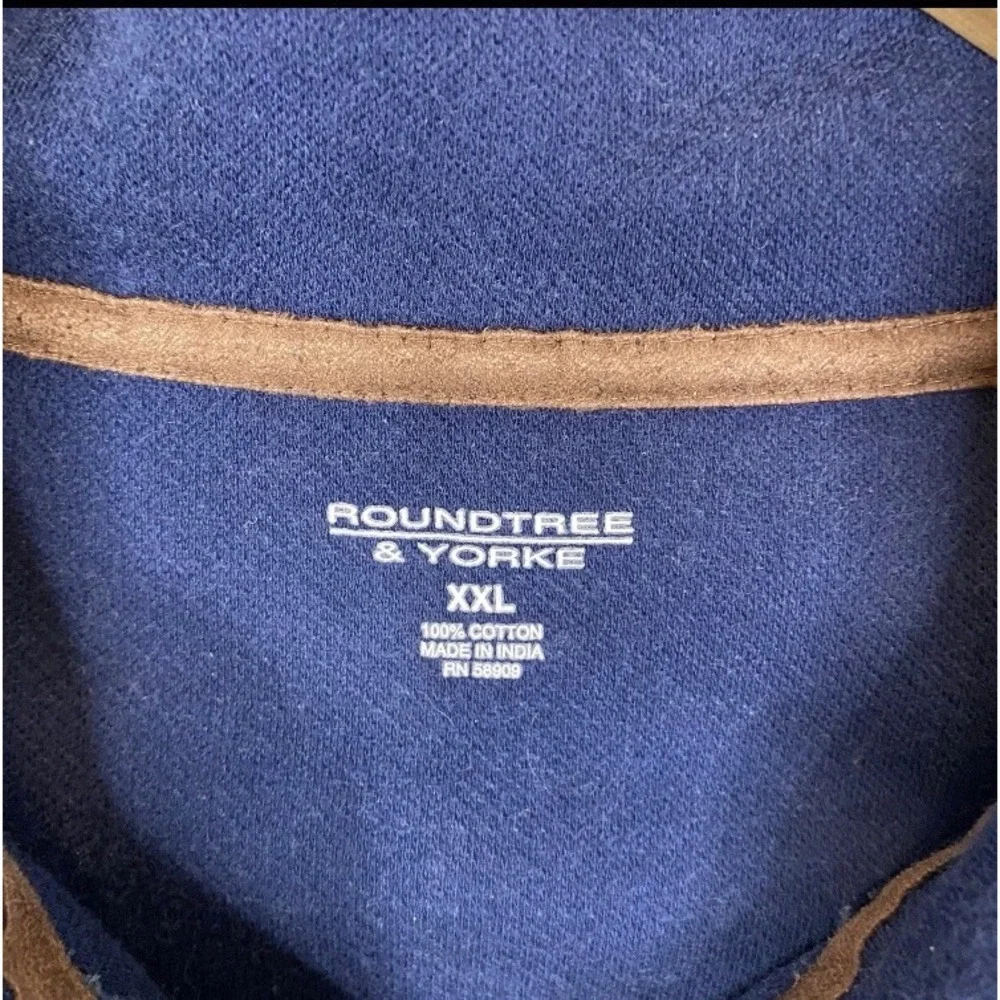 Roundtree & Yorke Sweater XXL Heather Blue Long Sleeve 1/4 Zip Pullover Cotton